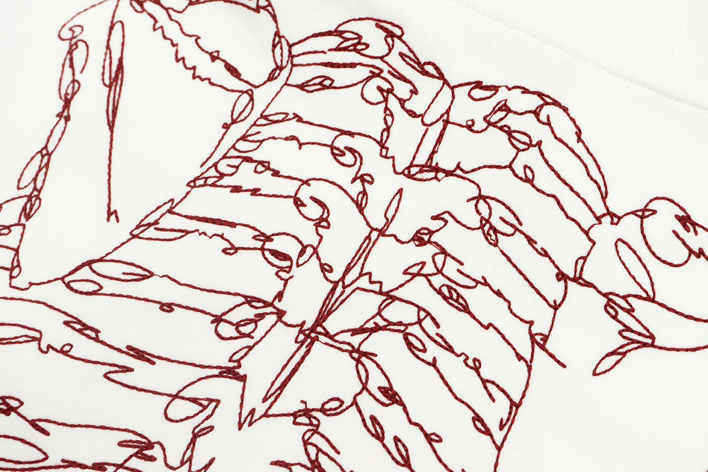 GRAF&WU Skeleton Rib Cage Embroidery Oversized Streetwear Hoodie