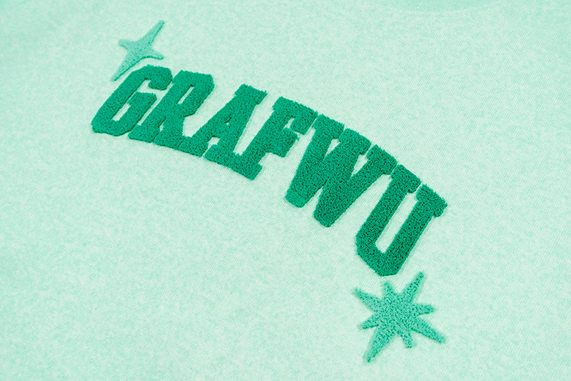 GRAF&WU Washed Style 3D Fleece Embroidery Summer Loose T-Shirt