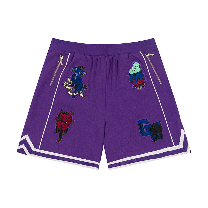 GRAF&WU Devil Two-Headed Sheep Embroidered Basketball Shorts