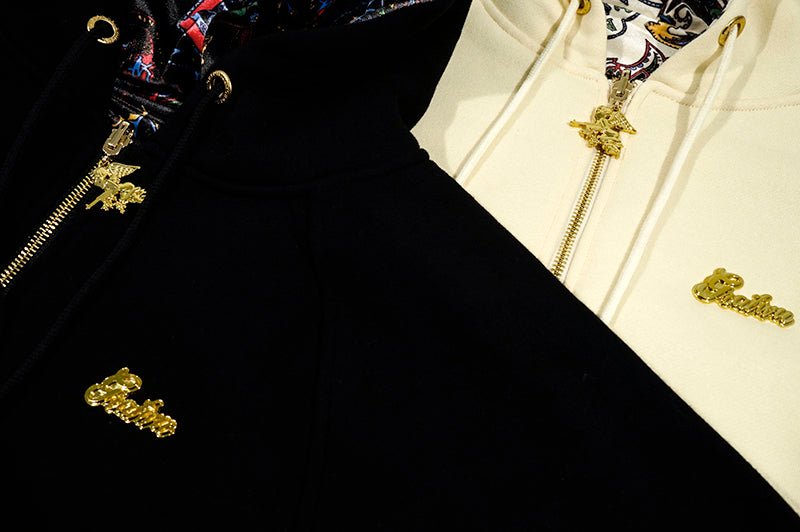 GRAF&WU Paisley Velvet Reversible Thick Pullover Hoodie