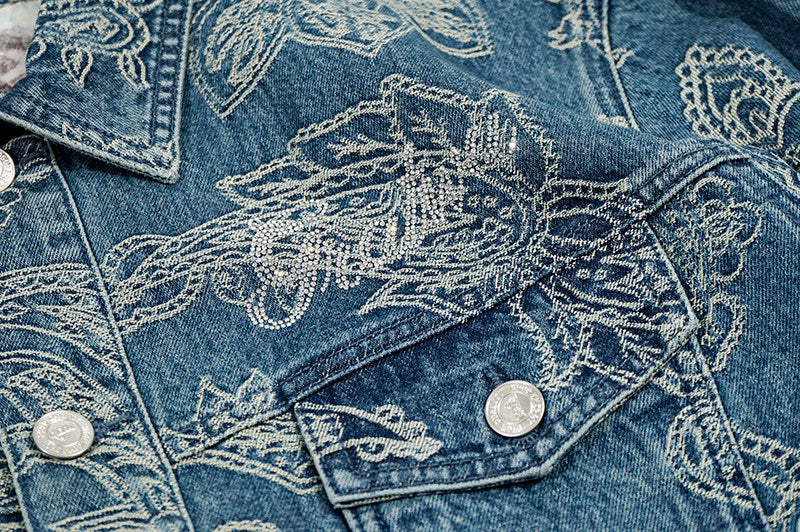 GRAF&WU Paisley Pattern Fashion Denim Jacket