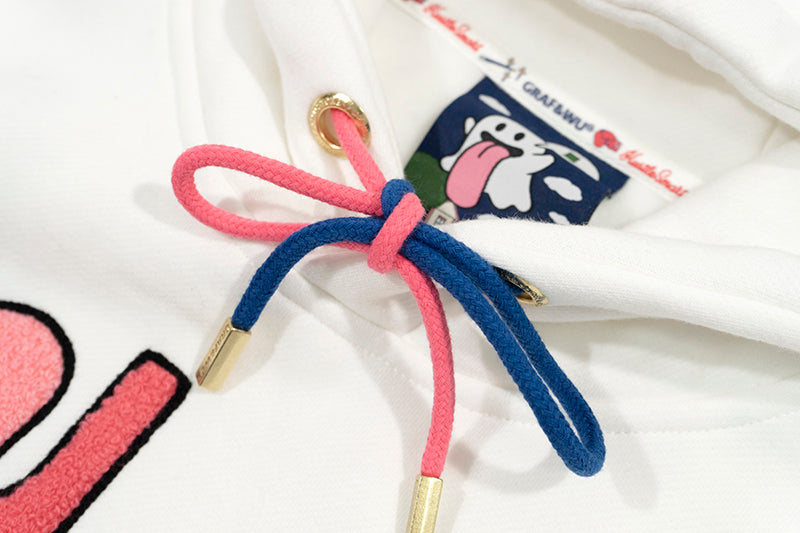 GRAF&WU Sweet Anatomy Cute Ghost Velcro Plush Pink Viscera Fleece Hoodie