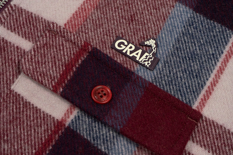 GRAF&WU Metal Deer Logo Woolen Checked Shirt Jacket