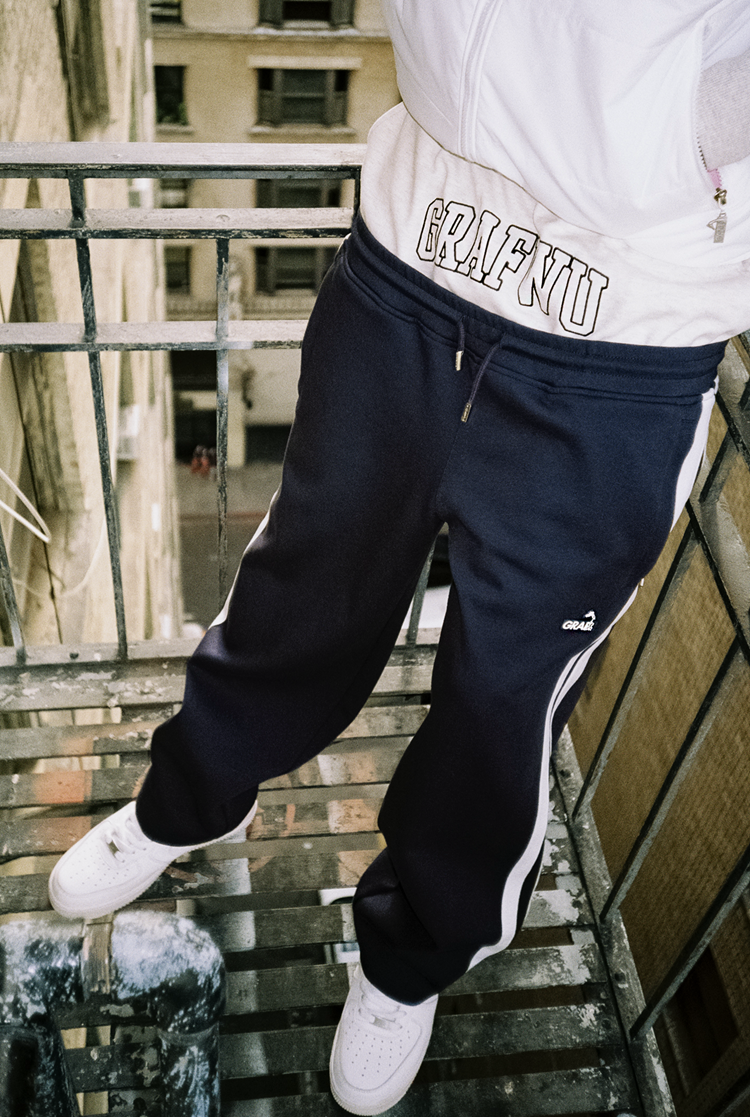 GRAF&WU Brand Arc Logo Embroidered Street Saggin Pants
