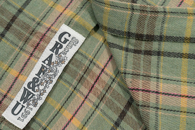 GRAF&WU Vintage Plaid Button Up Shirt Embroidered Streetwear