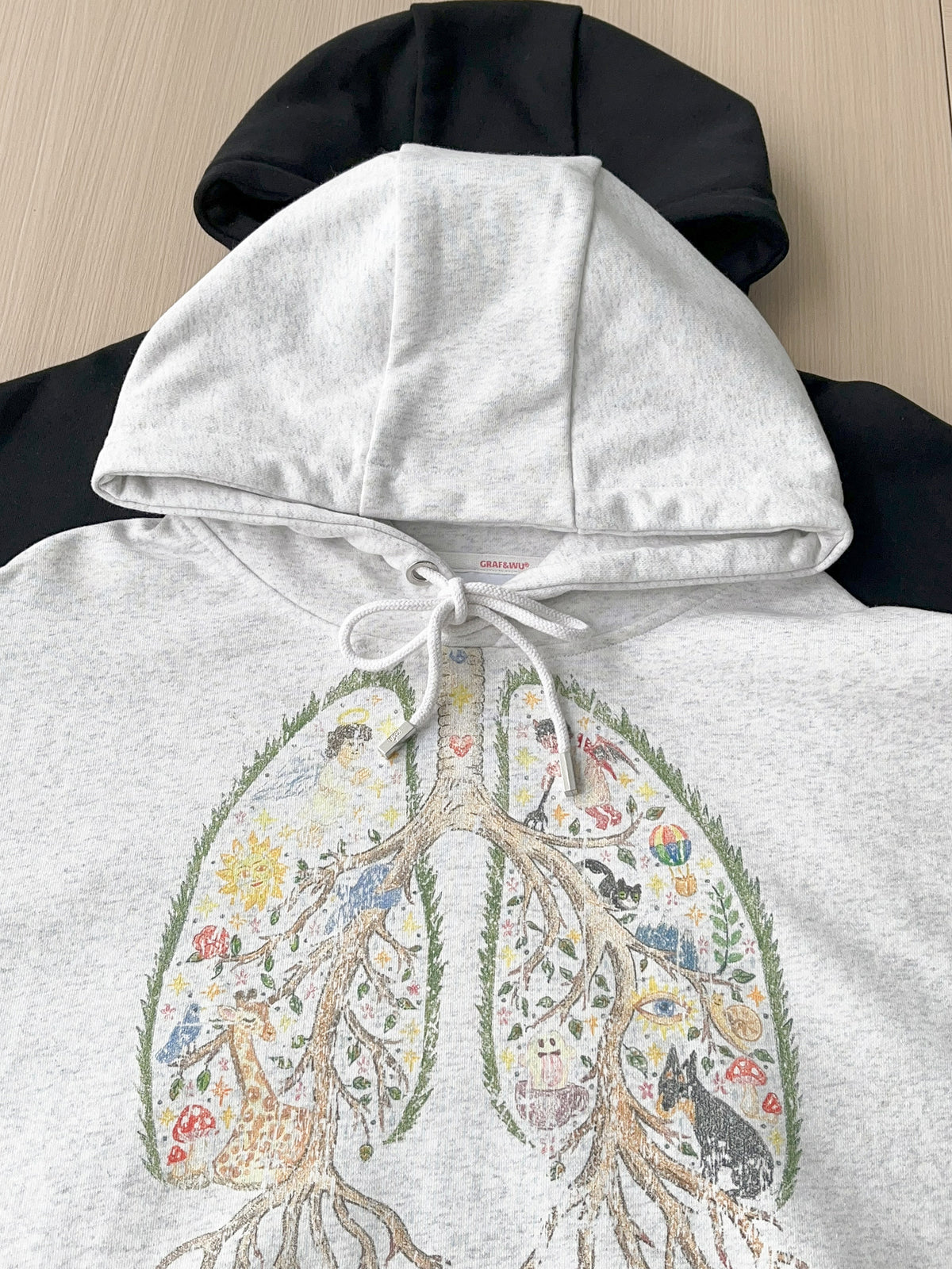 GRAF&WU Angel Devil Lung 2.0 Distressed Oversized Hoodie