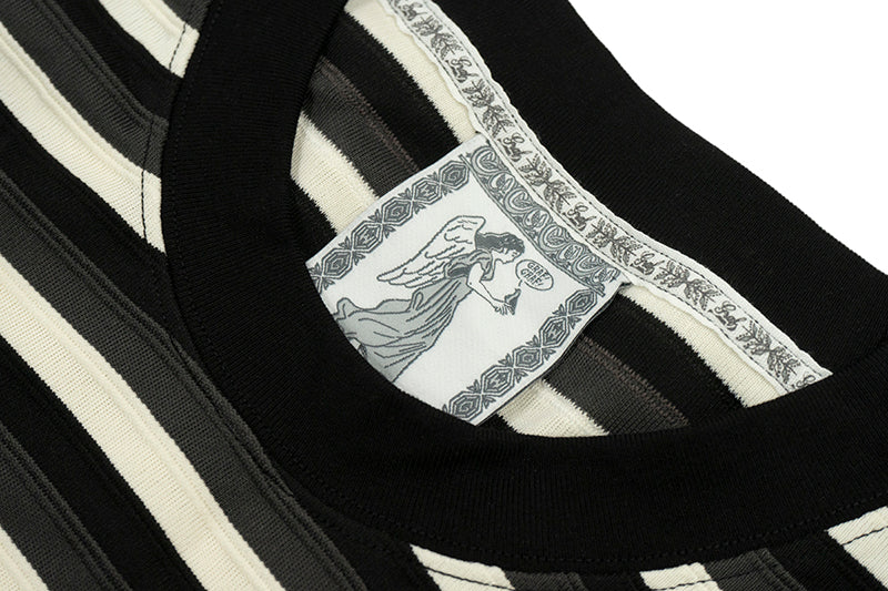 GRAF&WU Embroidered 3D Textured Stripes T-shirts