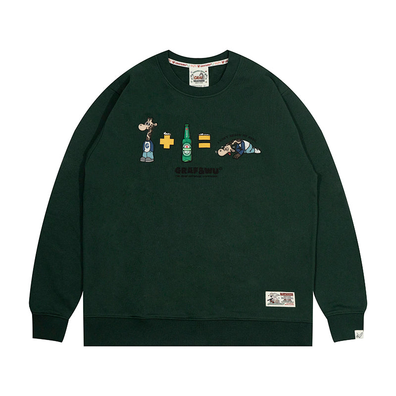 GRAF&WU Drunk Giraffe Funny Fleece Hoodie