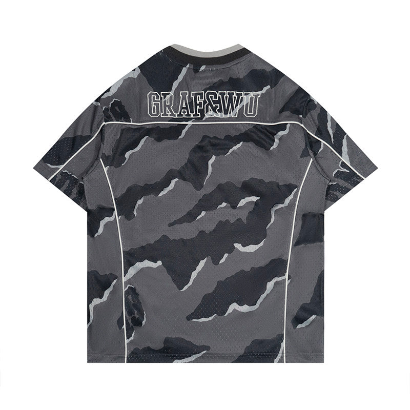 GRAF&WU No.24 Embroidered Mesh Street Camouflage Loose Short-sleeved Jersey