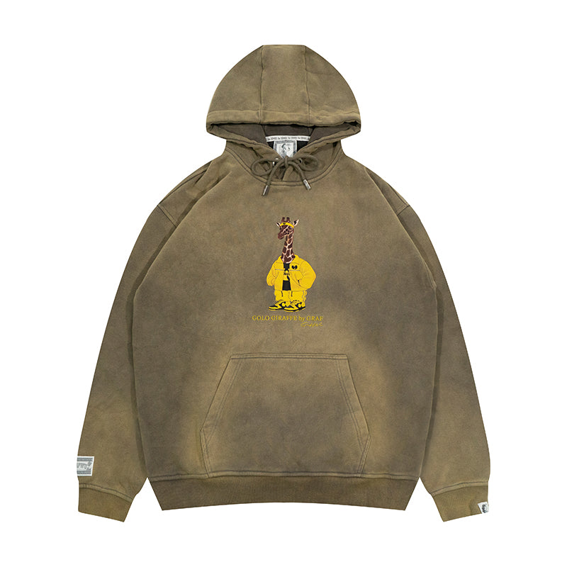 GRAF&WU Fashion Distressed Washed Fade Hoodie