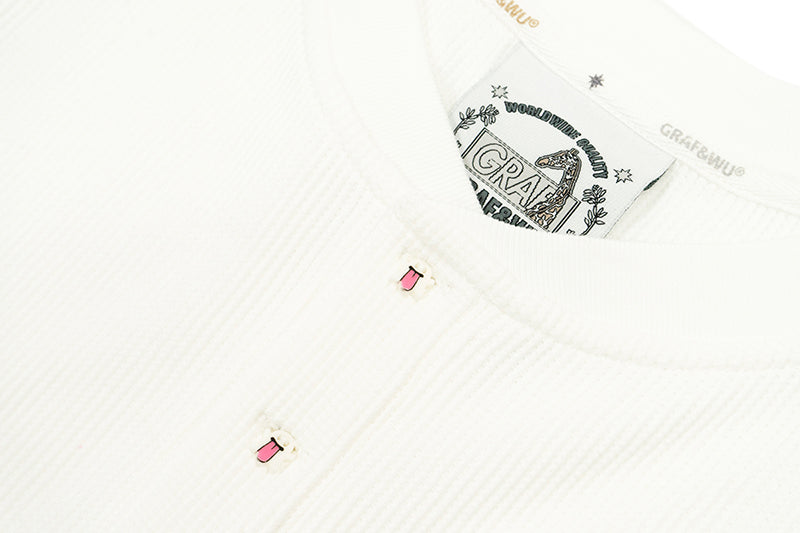 GRAFWU Cute Ghost Buttons and Retro Henry Collar T-Shirts