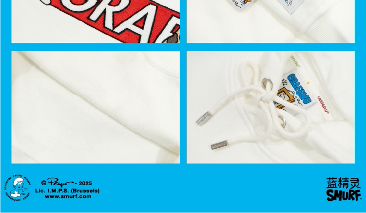 GRAF X SMURF Giraffe Smurf Embroidered Cartoon Fleece Hoodie