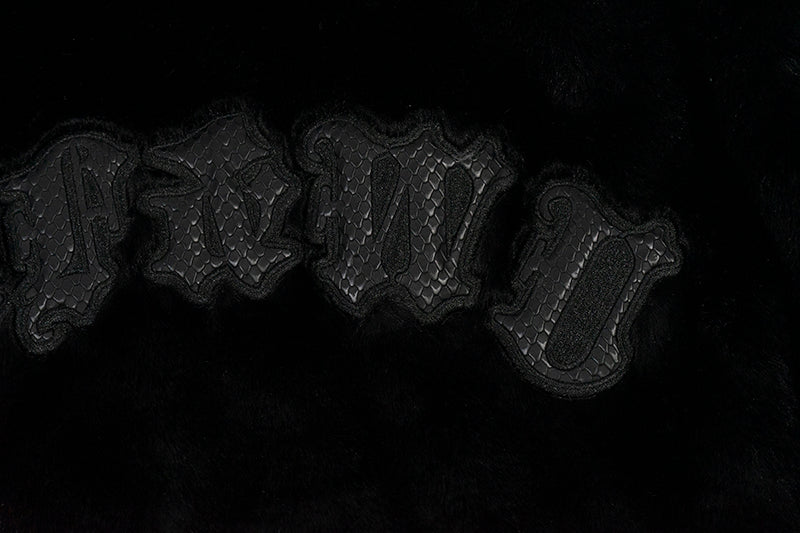 GRAF&WU Snakeskin Patch Embroidery Logo Faux Fur Jacket - Luxury Streetwear Coat