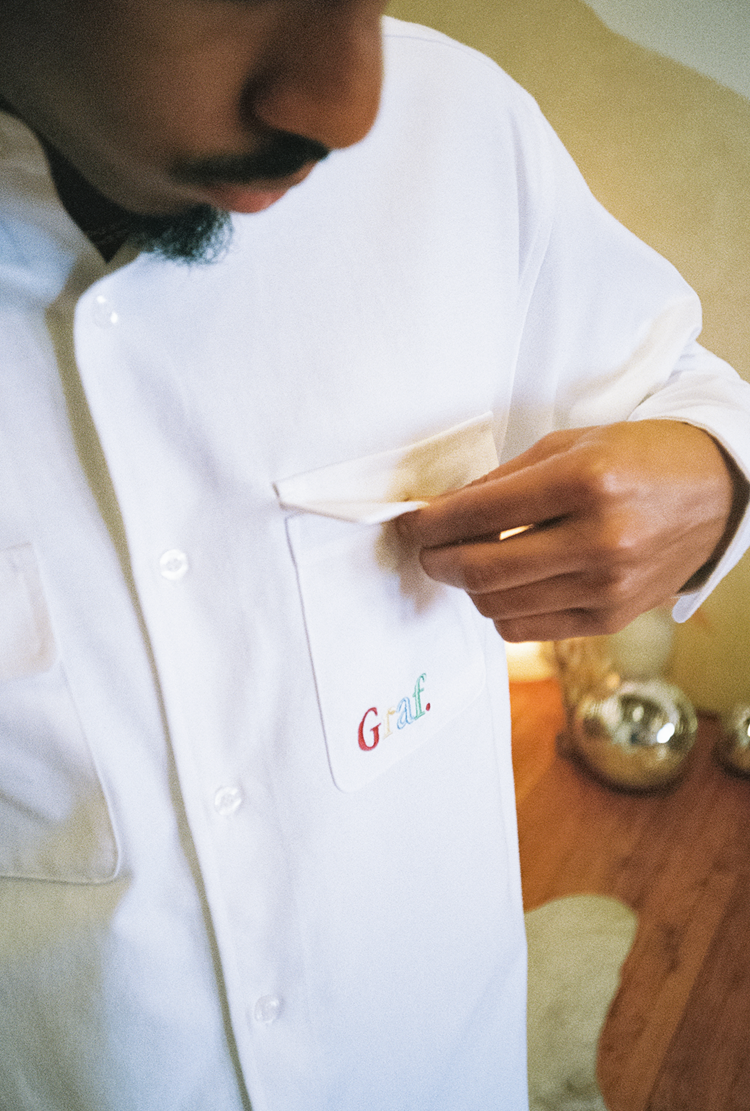 GRAFWU Brand Gradient Letter Embroidery Oxford Shirt