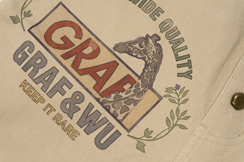 GRAF&WU Brand LOGO Angel Goddess Printing Cargo Pants