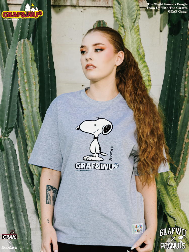 GRAF x PEANUTS Collab Charlie Brown Cartoon Print T-Shirt