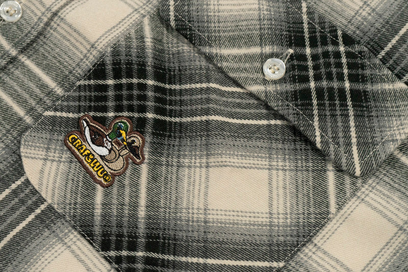 GRAF&WU Duck Hunting Mini Embroidered Plaid Loose Shirts