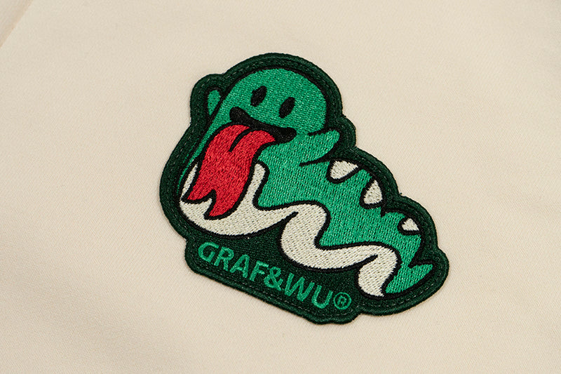 GRAF&WU Green Snake Cute Ghost Green Mink Fleece Thick Zip-up Hoodie