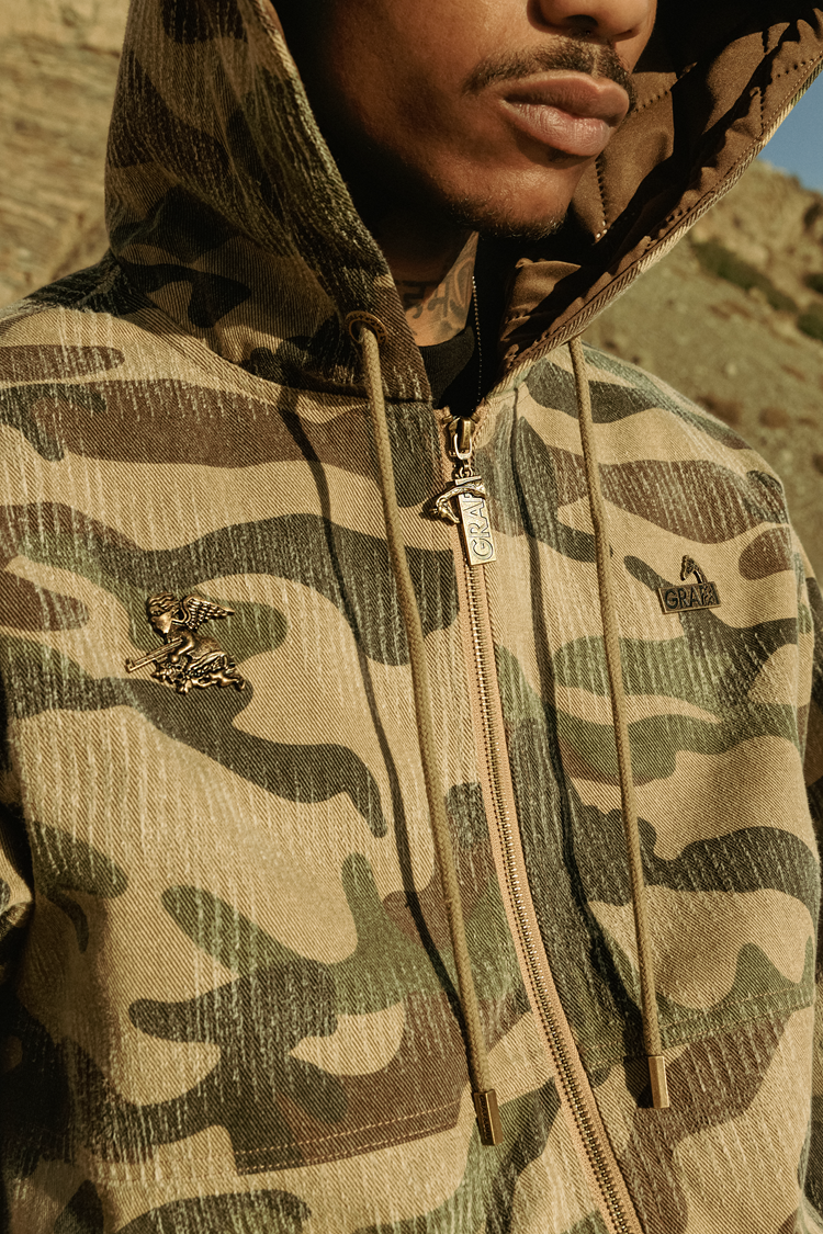 GRAF&WU Vintage Camouflage Leopard Pattern Thick Jacket