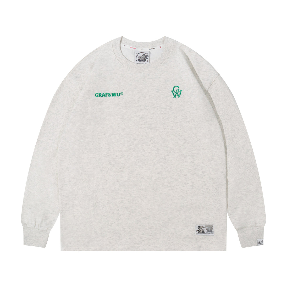 GRAF&WU Embroidered Loose-Fit Cotton Long Sleeve Tee