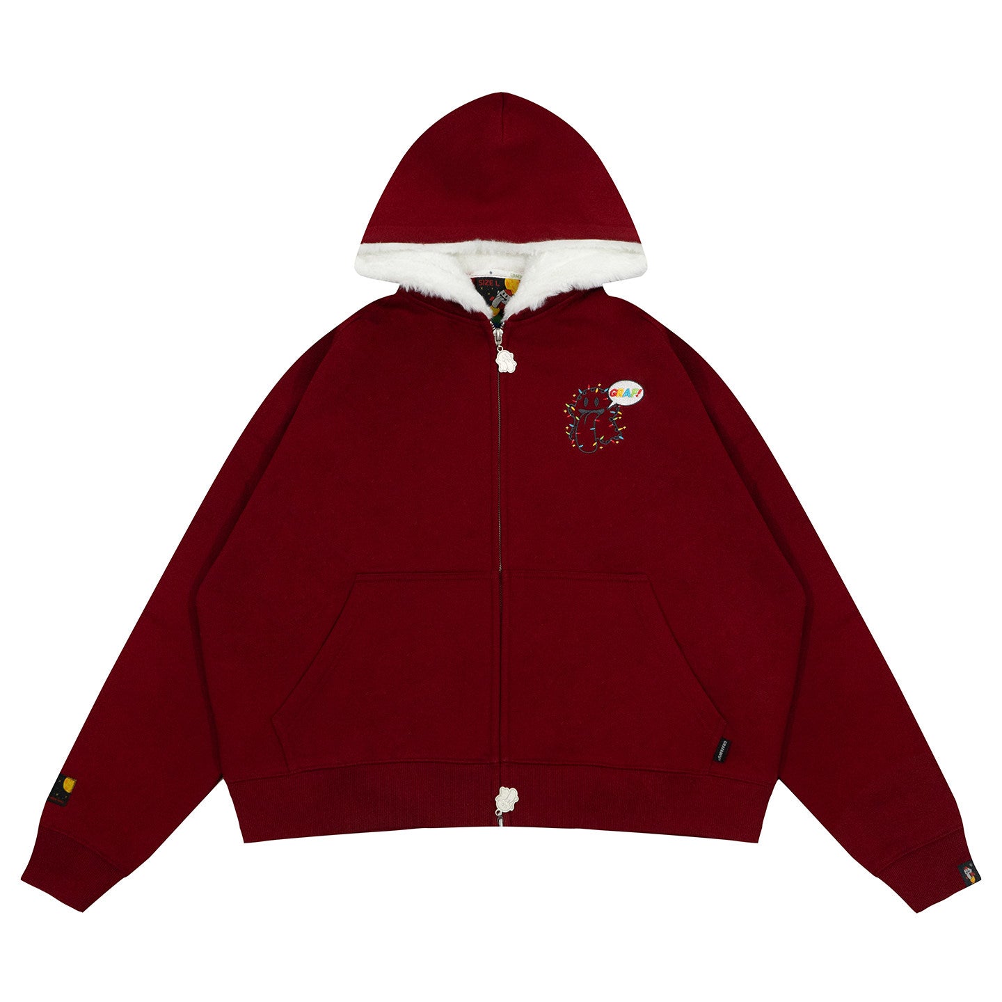 GRAF&WU 12 Christmas Cute Ghost Retro Fleece Cardigan Fur Hat
