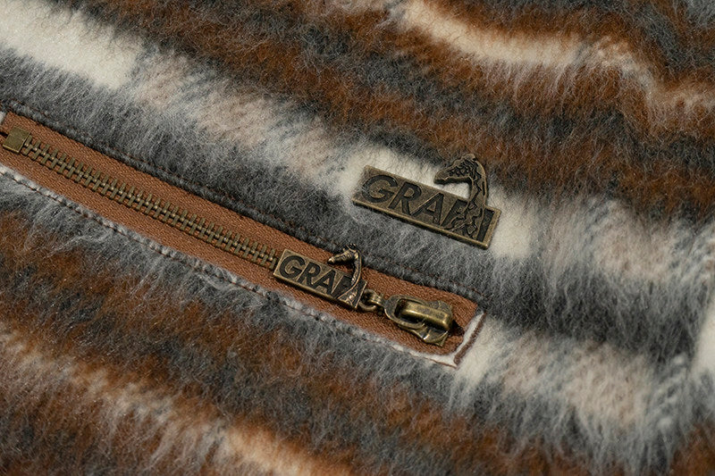 GRAF&WU Leather Collar Luxury Wool Retro Plaid Detroit Jacket