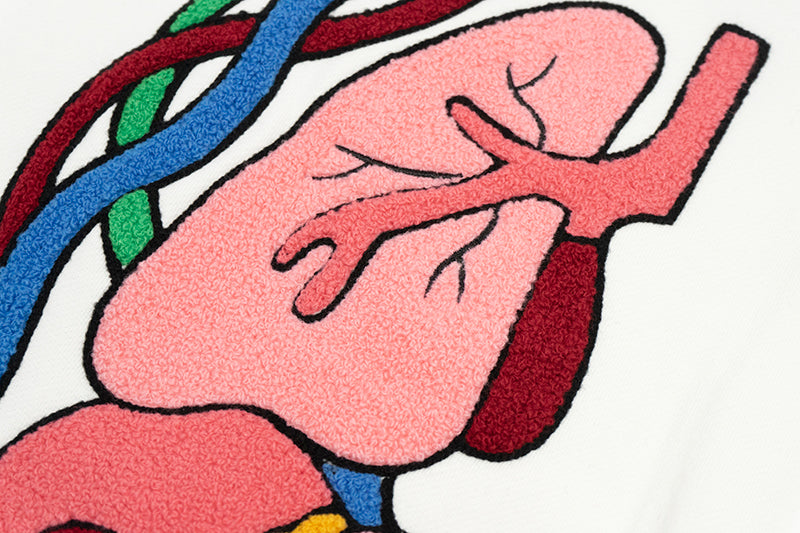 GRAF&WU Sweet Anatomy Cute Ghost Velcro Plush Pink Viscera Fleece Hoodie