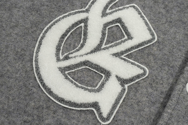 GRAF&WU Embroidered Wool Blend Thick Coat Baseball Jacket