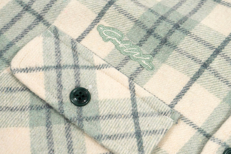 GRAF&WU Brand Letter Embroidered Fashion Flannel Loose Shirt