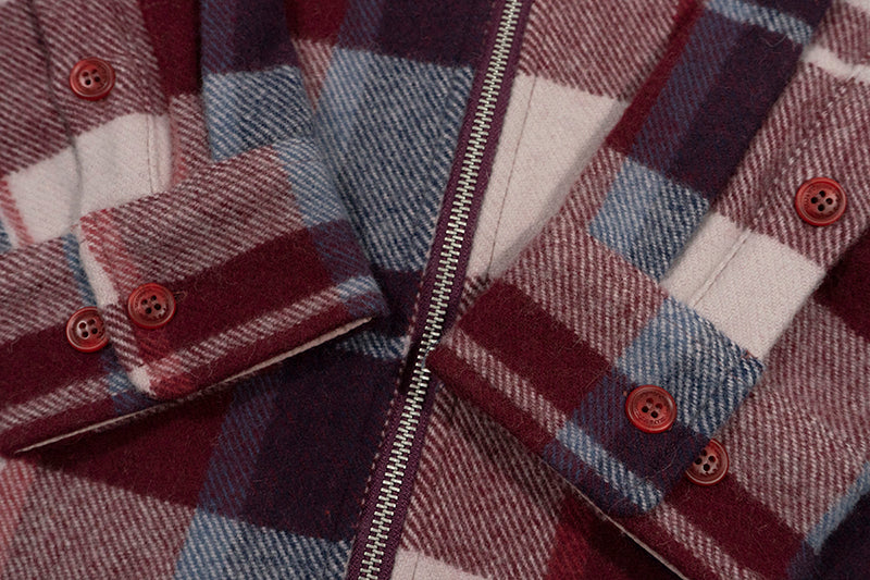 GRAF&WU Metal Deer Logo Woolen Checked Shirt Jacket