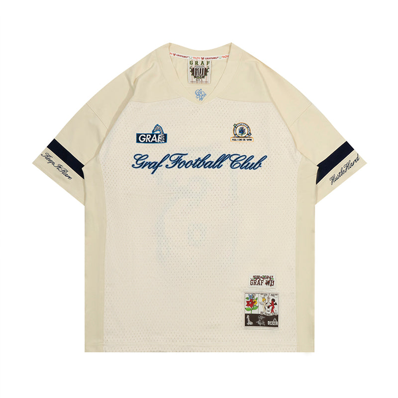 GRAF&WU Football Club Floral Embroidery Sports Mesh Jersey