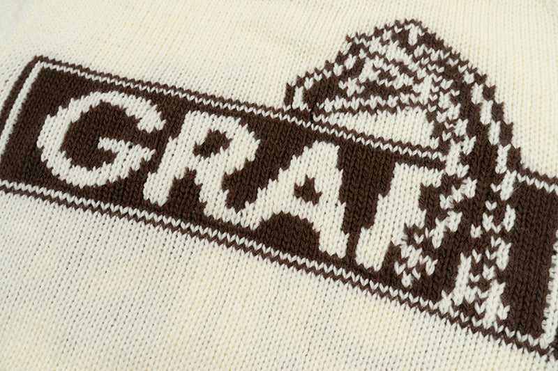 GRAF&WU Giraffe Logo Sweater Knit Zip-Up Coat - Premium Streetwear