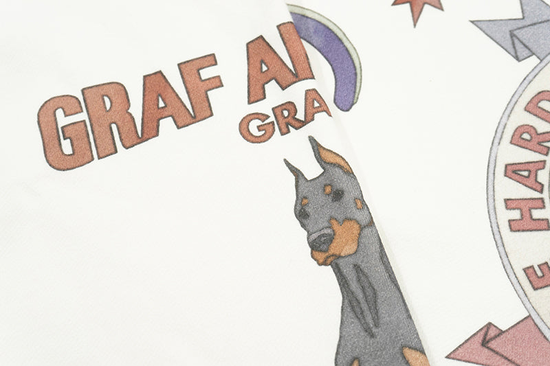 GRAF&WU Fallen Leaves Floral Letter Brass Button Fleece Hoodie