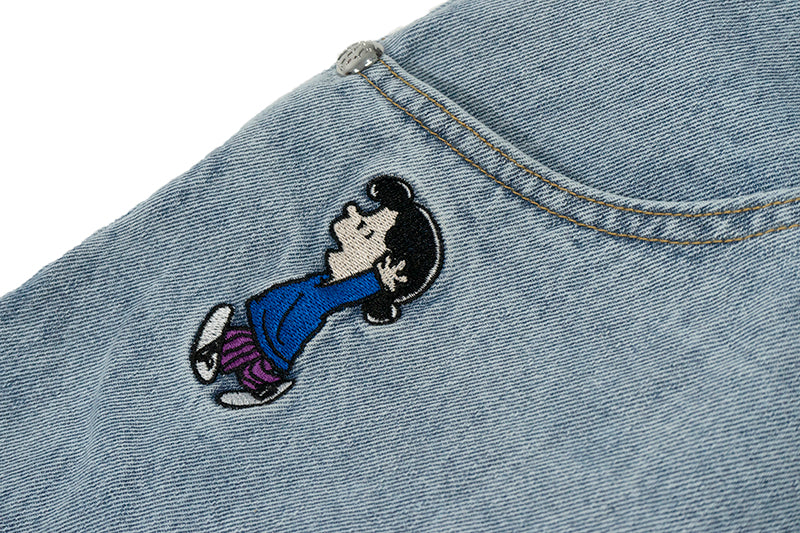 GRAF X Peanuts【Snoopy Collaboration】Jeans Charlie Brown Lucy Embroidered Pants Baggy Fit Denim Trousers Men Women Classic Straight-Leg Denim