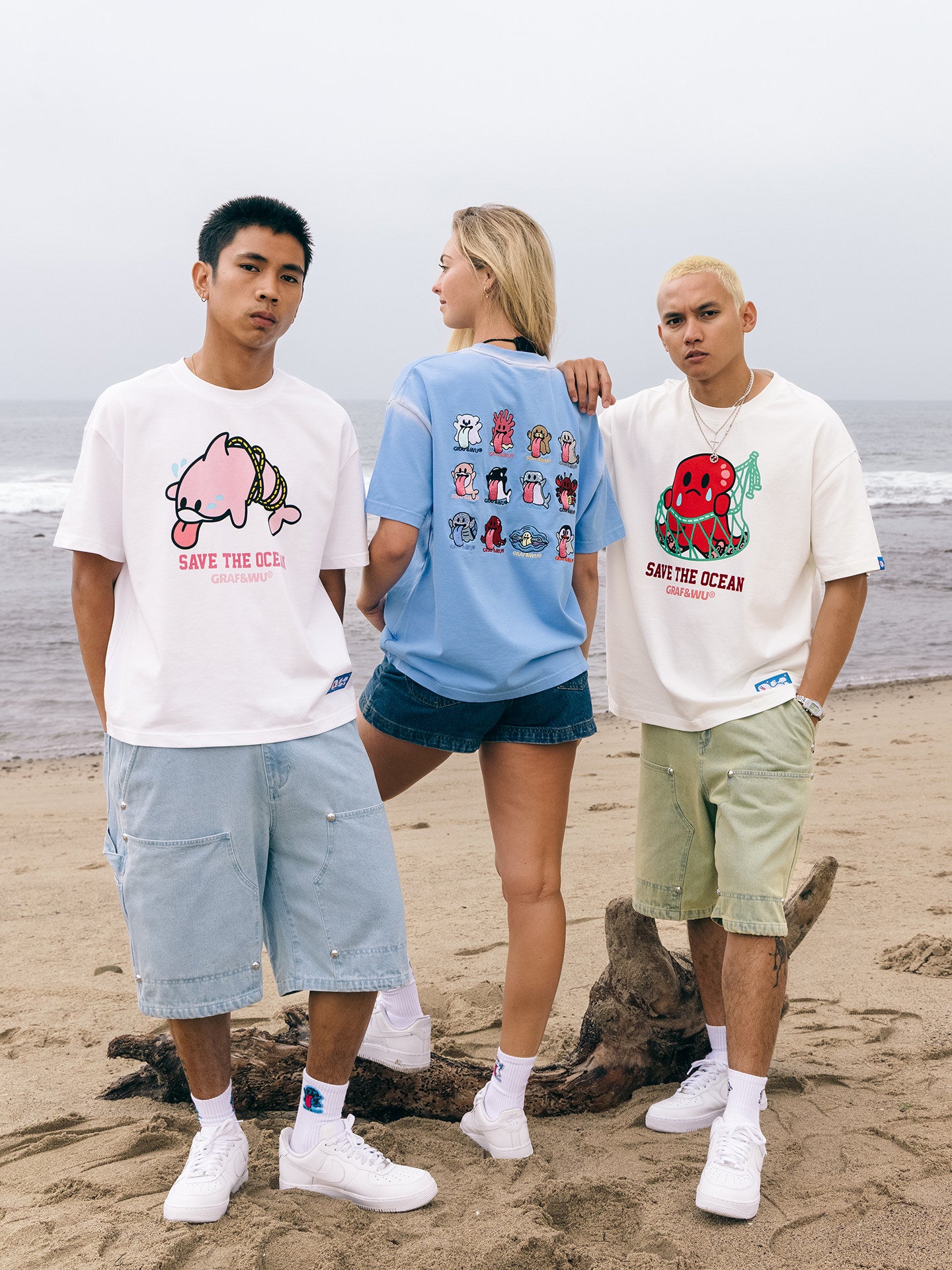 GRAF&WU Protect Ocean Nature Themed Cute Ghost T-shirt