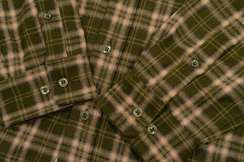 GRAF&WU Embroidered Plaid Button Up Shirt Ribbed Trim Oversized Streetwear