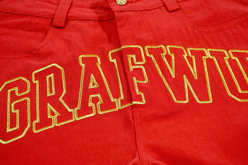 GRAF&WU Brand Letter Logo Embroidered Casual Pants