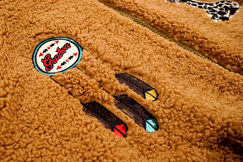 GRAF&WU Vintage Archery Angel Deer Totem Fleece Jacket