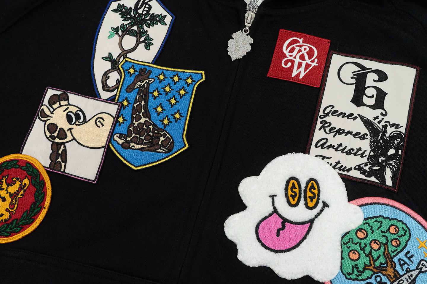 GRAF&WU Badge Character Design Graphic Retro Washed Hoodie