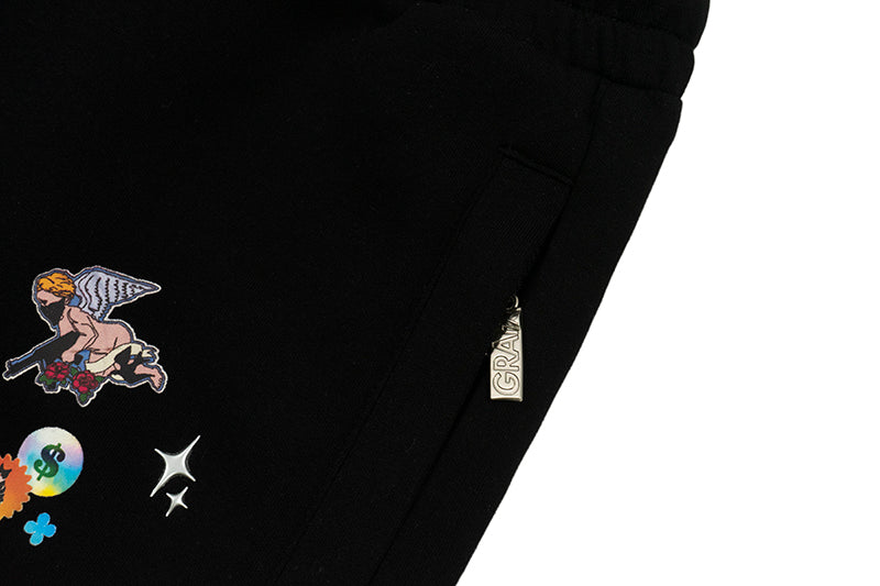 GRAFWU Y2k Sticker Design Pattern Bermuda Shorts