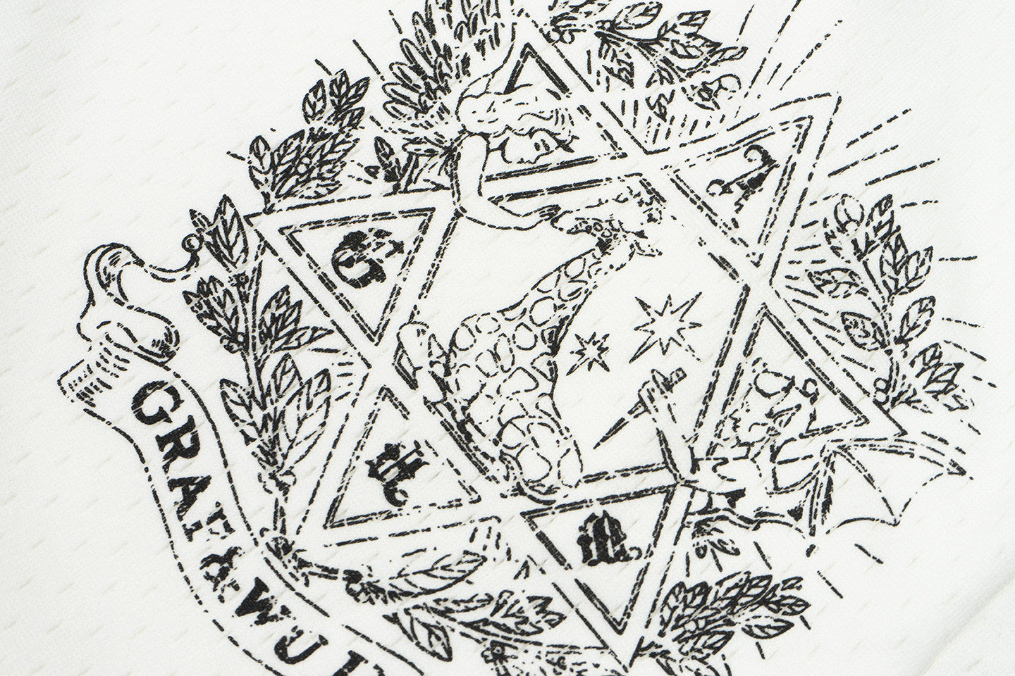 GRAF&WU Giraffe Badge Print Double-layered Mesh Cozy Pants