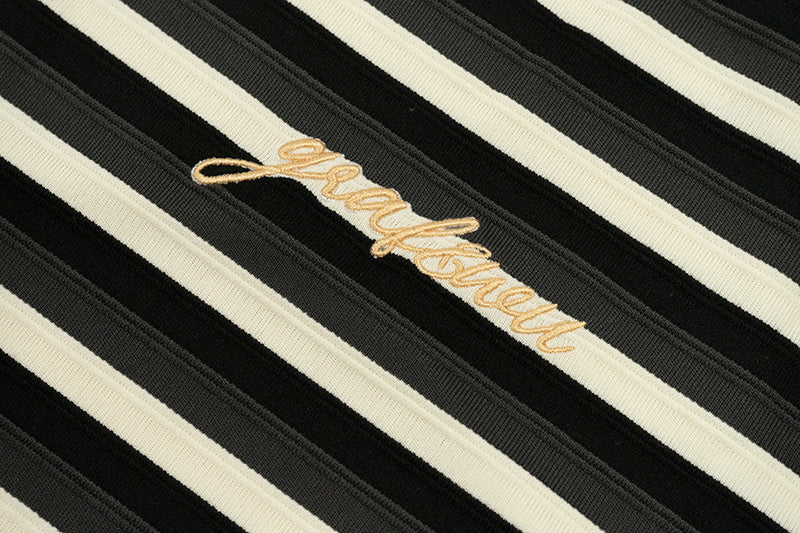 GRAF&WU Embroidered 3D Textured Stripes T-shirts