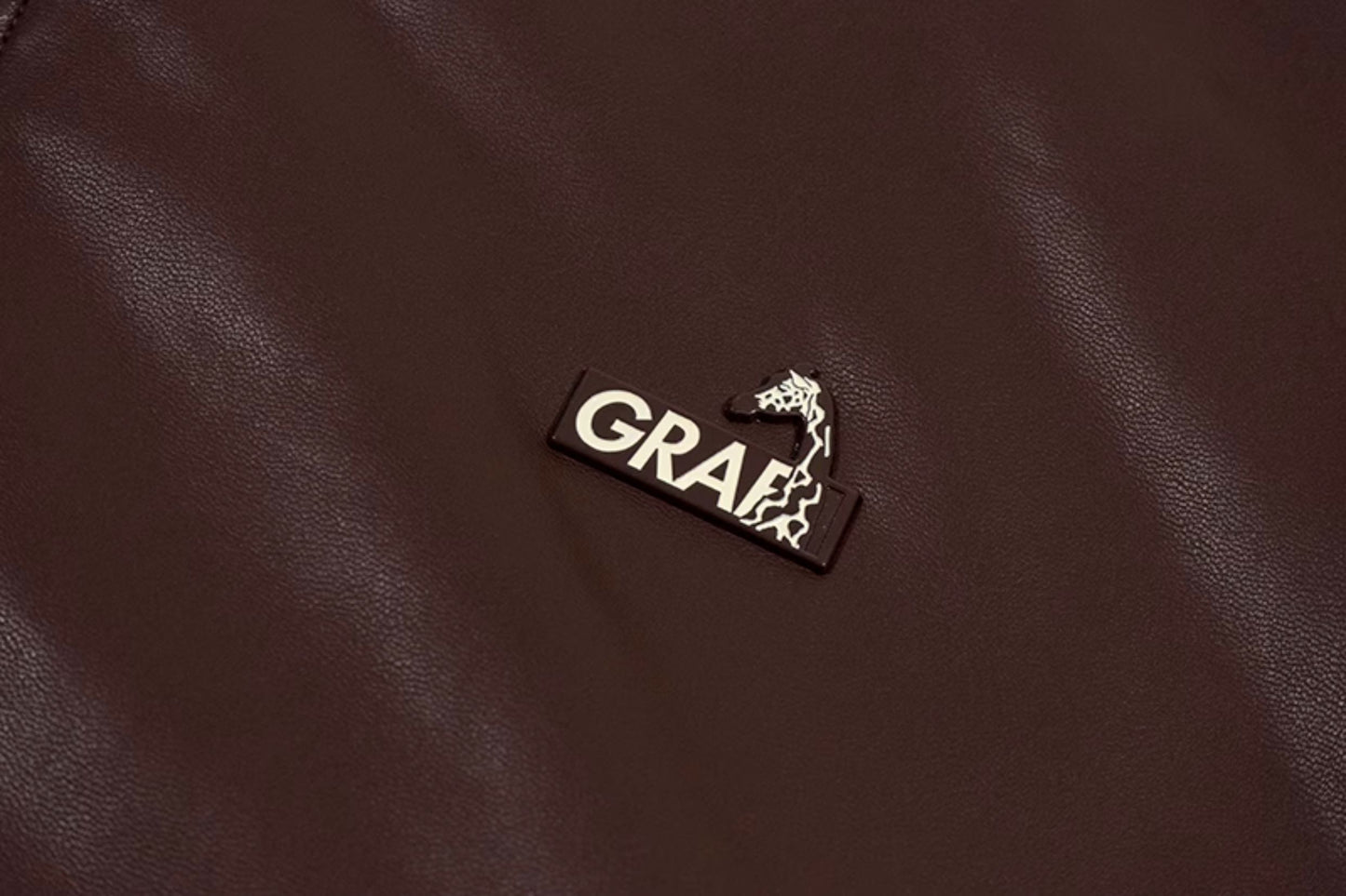 GRAF&WU Winter Vibe Metal Deer Brand Logo MA1 Leather Jacket