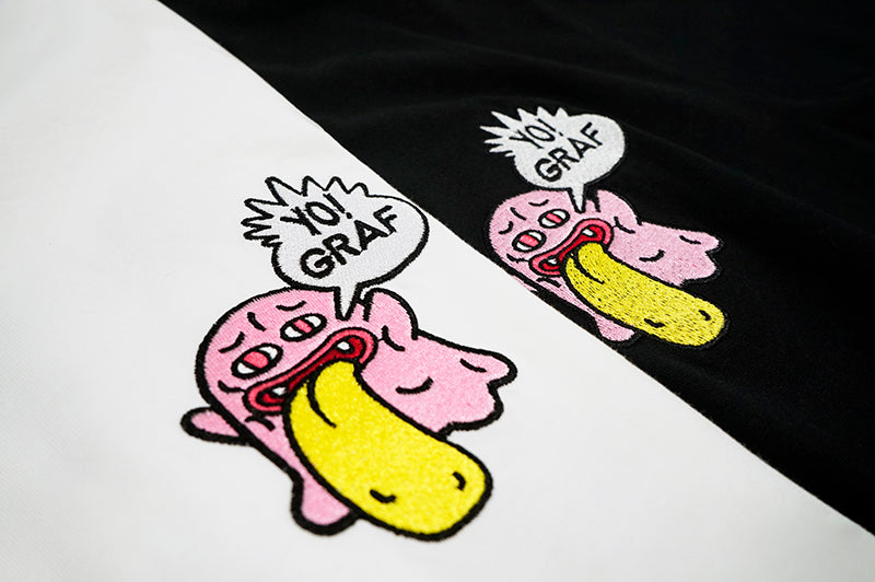 GRAF&WU T-Shirts Rapper Boo Ghost Short-Sleeved 12 Cute Ghosts 2.0 Embroidered Short Sleeve Men Cotton T-Shirt