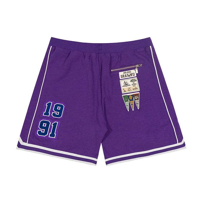 GRAF&WU Devil Two-Headed Sheep Embroidered Basketball Shorts