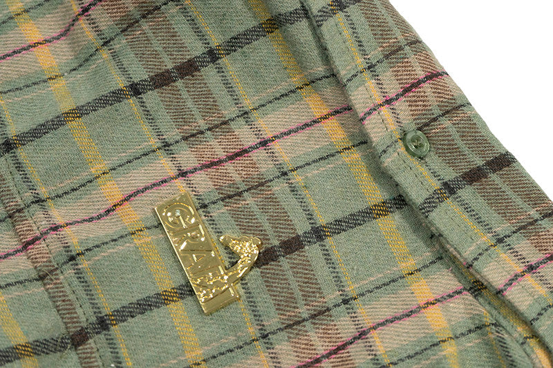 GRAF&WU Vintage Plaid Button Up Shirt Embroidered Streetwear