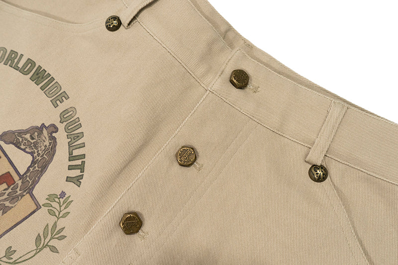 GRAF&WU Brand LOGO Angel Goddess Printing Cargo Pants