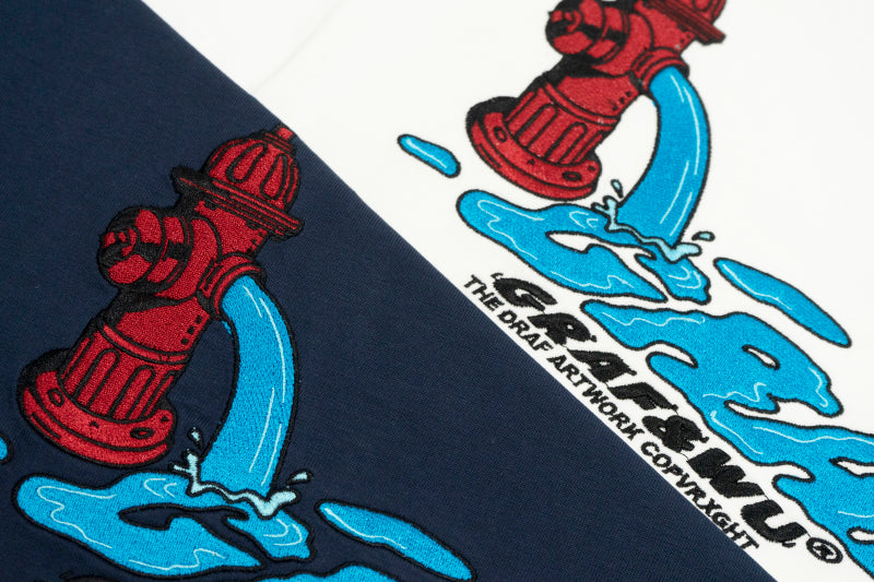 GRAF&WU Fire Hydrant Leak Drip Embroidery T-Shirts