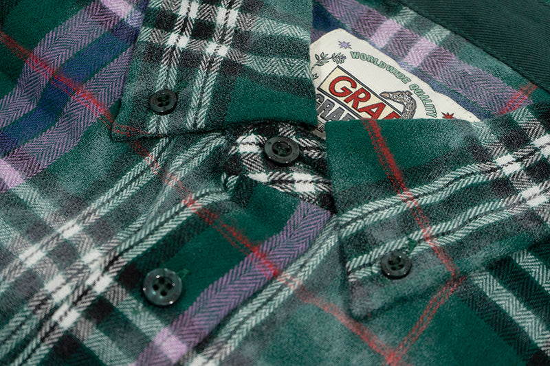 GRAF&WU Plaid Angel Football Embroidery Street Loose Brushed Shirt