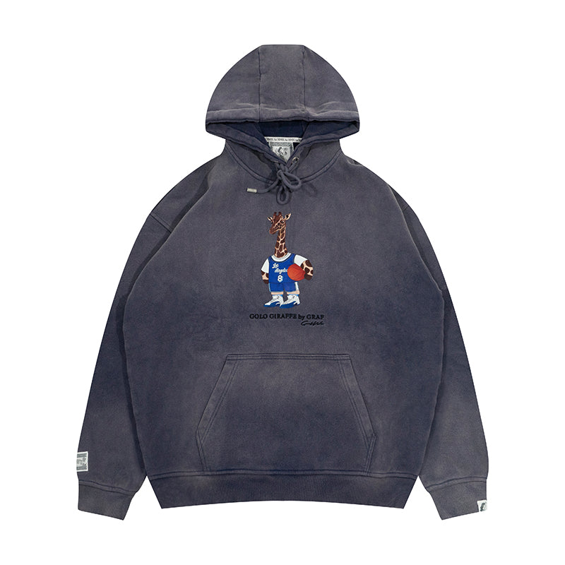 GRAF&WU Fashion Distressed Washed Fade Hoodie